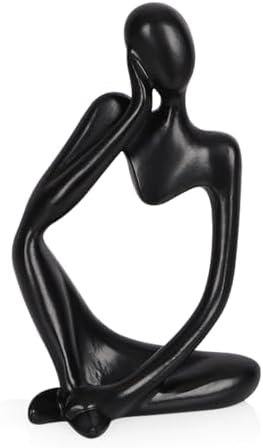 Sandstone Resin Thinker Statue Style Abstract Sculpture, Black, Left by Ozzptuu