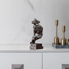Silence is a Golden Statue Modern Mens Creative Office Home Room Decorations Sculpture Bookshelf Decorative 4.7 x 4.3 x 13.1in(Ancient Gold) Modern Home Décor - Image 5