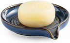 Zoeeker Self Draining Soap Dish, Ceramic Soap Holder with Waterfall Design by LAUCHUH