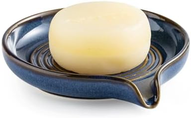 Zoeeker Self Draining Soap Dish, Ceramic Soap Holder with Waterfall Design by LAUCHUH