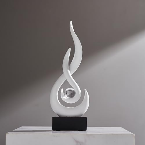 Modern Abstract Art Table Decoration,Resin Flame Statue Modern Centerpiece Ornaments for Living Room Great Gift Idea Home Decor,Collectibles (White) - Image 4