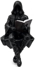 Gothic Hooded Reader Figurine, Bookshelf Sitter, Halloween Decor by GJFASGF