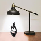 Sandstone Resin Thinker Statue Style Abstract Sculpture, Black, Right - Image 3