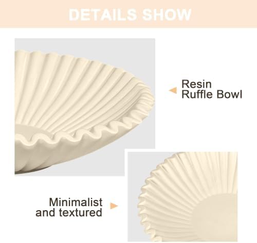 Brown Decorative Bowls for Home - Stylish Flat Purse Bowls - Round Foyer Key Bowl - Handmade Resin Scalloped Ruffle Bowl for Display Centerpiece - Image 3