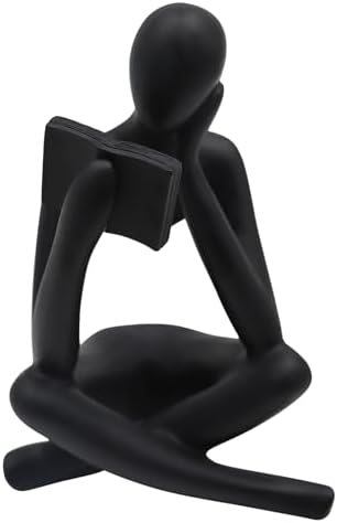 Jinkoozz Reading Women Statue, Thinker Sculptures, Abstract Art Ornament, Modern Aesthetic Figurine Decoration, Suitable for Home Living Room Bedroom Office Shelf Table Desk Bookshelf Decor by Jinkoozz