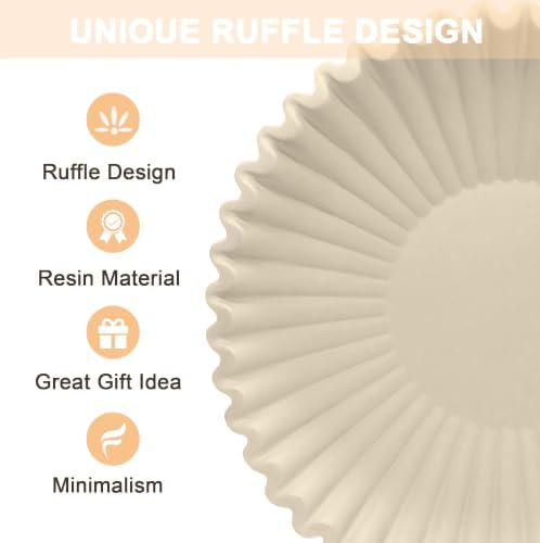 Brown Decorative Bowls for Home - Stylish Flat Purse Bowls - Round Foyer Key Bowl - Handmade Resin Scalloped Ruffle Bowl for Display Centerpiece - Image 4
