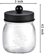 SheeChung 4 Pack Glass Mason Jar Qtip Holder, Black Stainless Steel Lids - Image 7