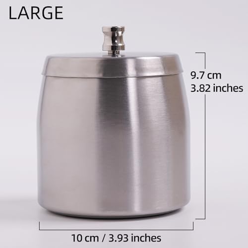 Large Ashtray with Lid for Cigarette, Stainless Steel Smokeless Odorless Windproof Ash tray for Home Office Tabletop Outside Patio Outdoor Balcony(3.93"x3.2"x3.82") - Image 2