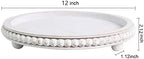 HPC Decor 12in Round Wood Tray - White, Distressed, Farmhouse Rustic - Decorative Tray for Living Room, Coffee Table, Kitchen Table or Farmhouse Serving Tray - Image 7
