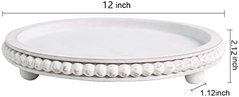 HPC Decor 12in Round Wood Tray - White, Distressed, Farmhouse Rustic - Decorative Tray for Living Room, Coffee Table, Kitchen Table or Farmhouse Serving Tray - Image 7