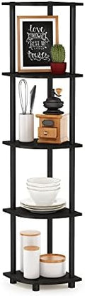 Furinno TURN-N-TUBE Corner Shelf, 5-Tier Corner Bookshelf, Open Storage Shelves, for Organization and Storage, Living Room, Home Office, Garage, Bedroom, Espresso by Furinno-FitsYourSpaceFitsYourBudget