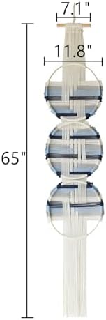 Macrame Wall Hanging Round Wall Art Blue Fiber Boho Decor 11.8"W*64"L - Image 5