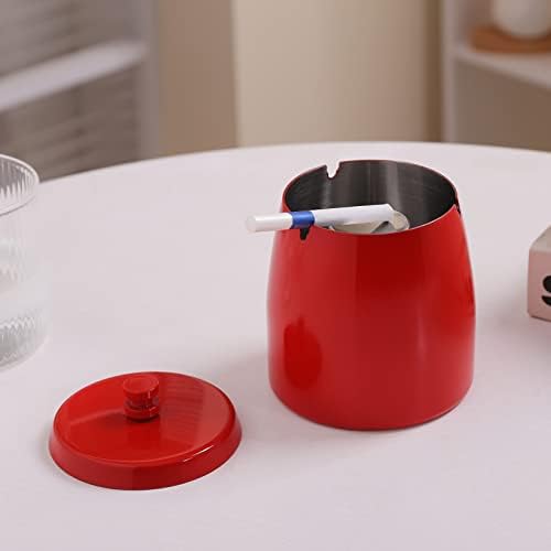 Large Ashtray with Lid for Cigarette, Stainless Steel Smokeless Odorless Windproof Ash tray for Home Office Tabletop Outside Patio Outdoor Balcony(3.93''x3.2''x3.82'') - Image 5