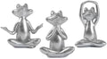 Suoedd Silver Frog Yoga Figurines 3 Pcs,Modern Decor for Shelf,Desk,Office by SUOEDD