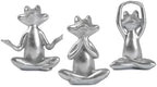 Suoedd Silver Frog Yoga Figurines 3 Pcs,Modern Decor for Shelf,Desk,Office by SUOEDD