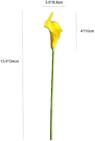 ONLY ART Artificial Pure Yellow Calla Lily 20pcs – 13.5" PU Faux Flowers with Flexible Stems, Soft Texture, for New Year and Valentine's Day Home, Wedding & DIY Decor - Image 2