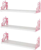 Hoikwo 3 Pack White Pink Butterfly Wall Shelves by Hoikwo