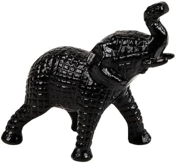 Mind Reader Lucky Wealth Elephant Figurine, Symbol of Fortune, Wealth, and Happiness, Decorative Sculpture, Cast Aluminum, Black by MindReader