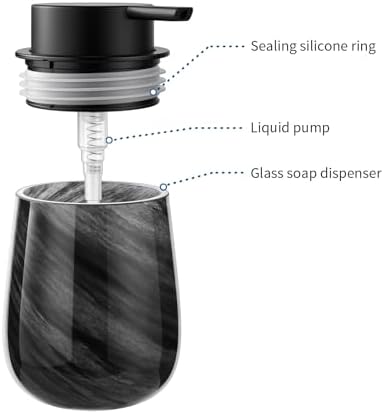 Glass Marble Liquid Hand Soap Dispenser,Black Soap Dispenser - Image 4