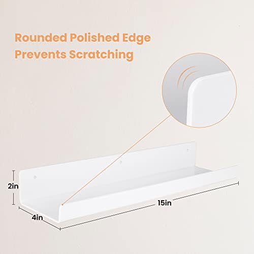 upsimples 2 Pcs 15" Acrylic Shelves for Wall Organize and Display, White - Image 3