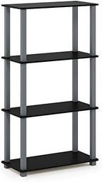 Furinno TURN-S-TUBE Storage Shelves, 4-Tier Book Shelf, Corner Shelf, Toolless Open Shelves, for Organization and Storage, Living Room, Garage, Home Office, Black - Image 5