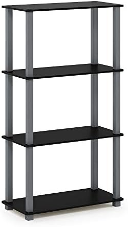 Furinno TURN-S-TUBE Storage Shelves, 4-Tier Book Shelf, Corner Shelf, Toolless Open Shelves, for Organization and Storage, Living Room, Garage, Home Office, Black - Image 5