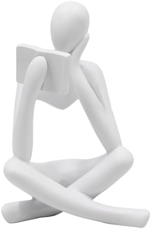 Jinkoozz Reading Women Statue, Thinker Sculptures, Abstract Art Ornament, Modern Aesthetic Figurine Decoration, Suitable for Home Living Room Bedroom Office Shelf Table Desk Bookshelf Decor by Jinkoozz