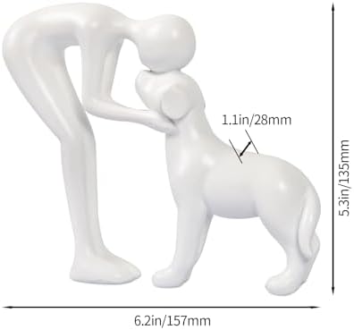 Abstract Person and Dog Sculpture Head-to-Head Figurine White - Image 4
