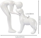 Abstract Person and Dog Sculpture Head-to-Head Figurine White - Image 4