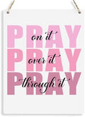 Pink Wall Decor Bible Verse Wall Art Christian Gifts for Women Room Decor for Women Girls Room Decoration Office Wall Decoration for Woman Bedroom Decor for Teen Girls Inspirational Decoration Pray Over It Wall Art by BELLOWDEER