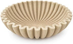 LIN CHUAN Ruffle Decorative Bowl, Large Fruit Bowl, Artificial Stone Beige by LINCHUAN