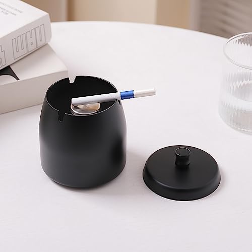 Small Outdoor Ashtray with Lid for Cigarette, Smokeless Stainless Steel Ash Tray, Smell Proof Windproof Ashtrays for Outside Patio Home Office Tabletop, Odorless Car Ashtrays(2.99"x2.68"x2.95") - Image 5