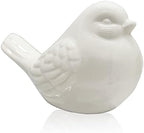 KiaoTime New White Glazed Ceramic Bird Figurine, Bird Statue, French Country Garden Cottage Bird Ornaments, Home Decor Accents Collectible Bird Figurine by KiaoTime