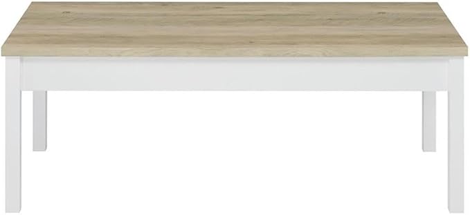 Pemberly Row 3-Piece Coastal Wood Coffee Table Set, Antique Pine and White - Image 4