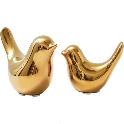 Notakia Gold Home Decor Small Birds Statues Modern Style Decorative Ornaments for Living Room Decor, Bedroom, Office Desktop, Cabinets (2Pcs Gold Birds) by Notakia