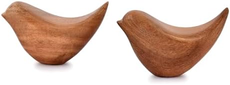 NIRMAN Acacia Wood Bird Statues Set Home Décor Bird Sculpture for Living Room, Bathroom, Office Modern Style Birds Decorative Ornaments (Set of 2) (4.5" x 2" x 2.5") - Image 3