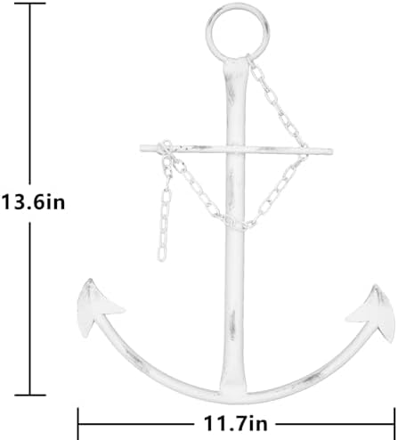Fleecy day Nautical Anchor Wall Decor, Antique Metal Anchor Art Wall Decor With Chain,Vintage decorations for Bedroom,Living Room,Dorm Home,13in Antique Farmhouse Decor (Vintage White) - Image 4