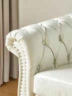 Chesterfield 3 Seater Sofa, Modern Leather Tufted Couch 3 Seater - Image 9