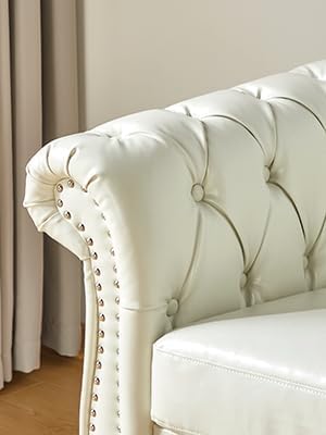 Chesterfield 3 Seater Sofa, Modern Leather Tufted Couch 3 Seater - Image 9