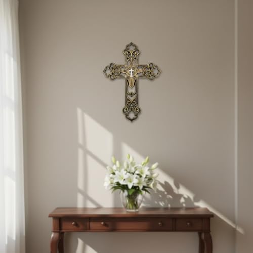 Comfy Hour 13.3 Inch Wall Crosses for Home Decor, Ornate Decorative Cross - Image 5