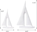 Saysmile Modern Sculptures Home Decor, Sailboat Decor Ornament, Boat Decorations Statue Decor, Art Sculptures and Statues, Sailboat Gifts Home Office Bathroom Shelf Decor (White-2 Pack) - Image 3