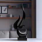 Black Fire Flame Sculpture, Art Modern Abstract Statue, Shelf Accents Decor - Image 5