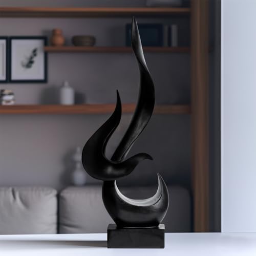 Black Fire Flame Sculpture, Art Modern Abstract Statue, Shelf Accents Decor - Image 5