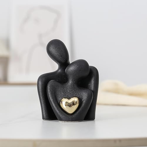 Ceramic Couple Statue - Modern Shelf Decor Knick Knacks for Shelves, Valentine's Day Wedding Gifts, Home Decor for Living Room, Bedroom, Bookshelf & TV Stand - Small Figurines(Black) - Image 3