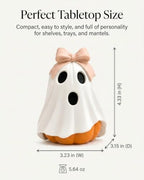 GoGnome Halloween Ghost Pumpkin Figurine, Cute Resin Ghost Decoration with Pink Bow for Fall Tabletop Home Decor (White Ghost Pumpkin) - Image 7