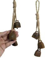 1pc Rustic Charm Bell - Handmade Hemp Rope Wind Chimes Hanging Decoration, Distressed Finish Cow Bell with Jute Hanging Rope, Perfect for Front Door, Outdoor, Window, and Home Decor - Image 3