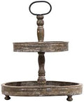 Creative Co-Op Decorative Wood 2‑Tier Tray Round Serving and Display Stand, Natural Finish by Unknown
