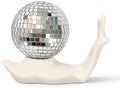 White Disco Snail Decor, Disco Ball Funky Shelf Accent, Retro Home Decor by Discodecoration