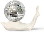 White Disco Snail Decor, Disco Ball Funky Shelf Accent, Retro Home Decor by Discodecoration