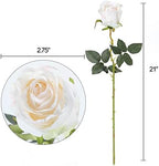 10pcs Vintage Ivory Roses Artificial Flowers, Realistic Faux Rose with Stem - Image 5